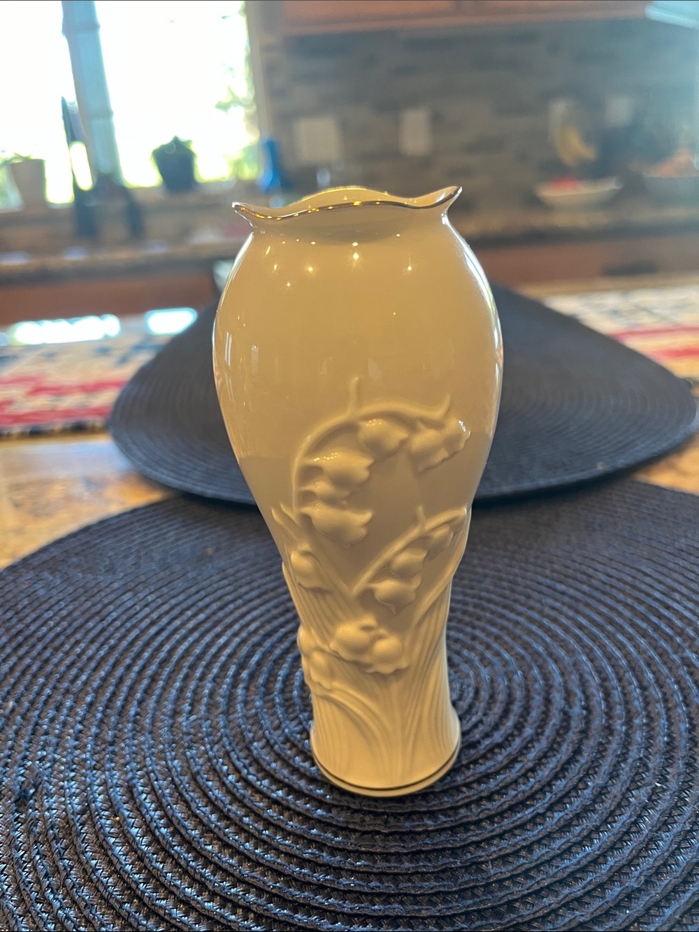 Lenox Ivory Embossed Floral Ceramic Bud Vase